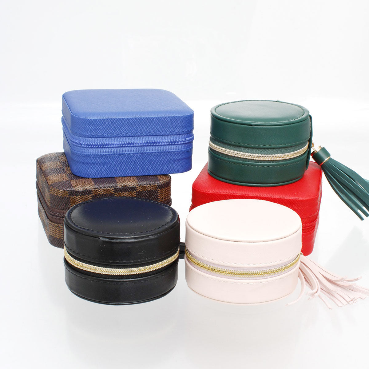 Pink Travel Round Jewelry Box Organizer for Women