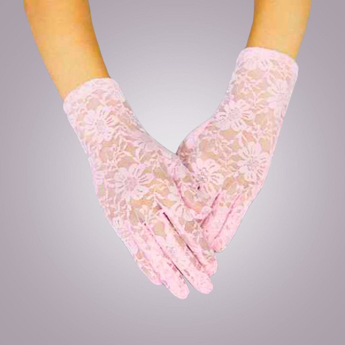Pink Lace Short Formal Gloves AKA for Women