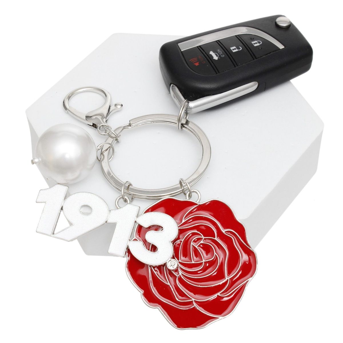 DST Sorority Flower 1913 Keychain and Bag Clip