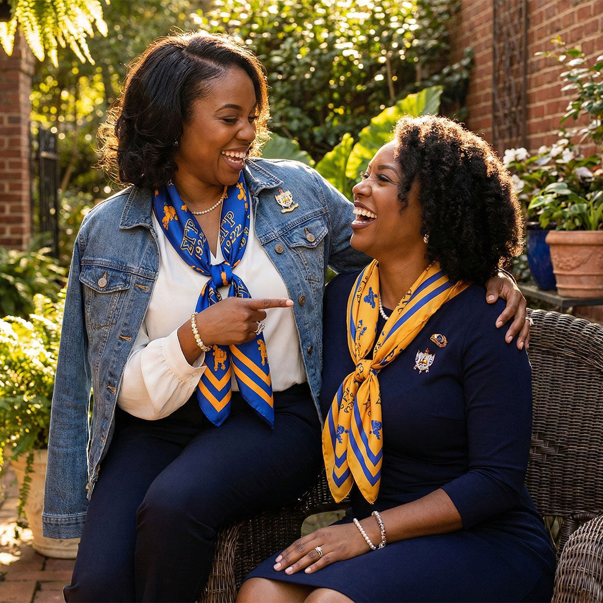 SGRHO Mustard Yellow and Blue Poodle Square Scarf