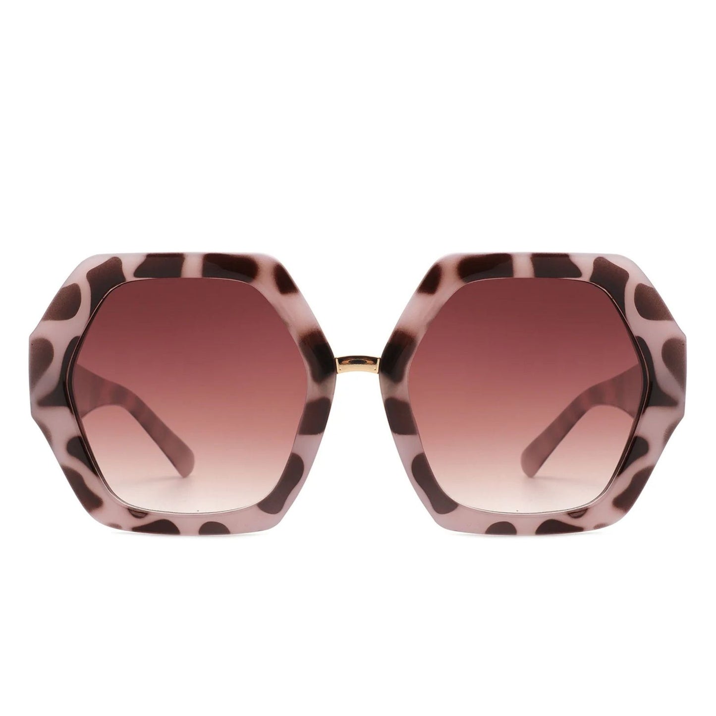 Sunglasses Leopard Geometric Hexagon Oversized