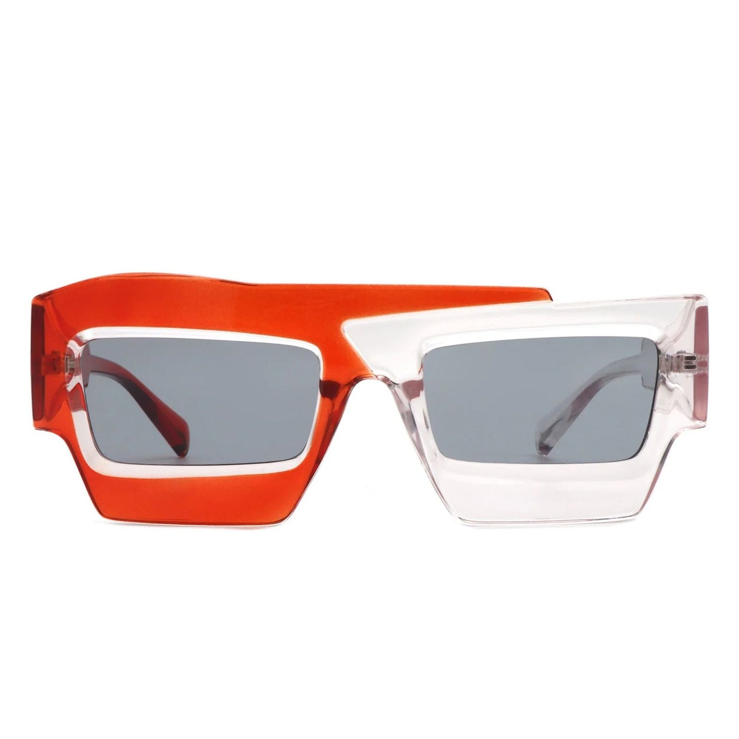 Sunglasses Red Flat Top Irregular Square for Women