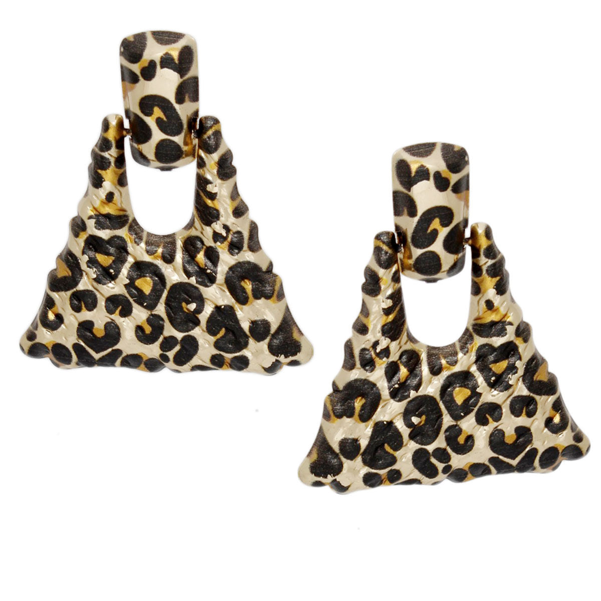 Drop Jungle Chic Leopard Trapezoid Hinge Earrings
