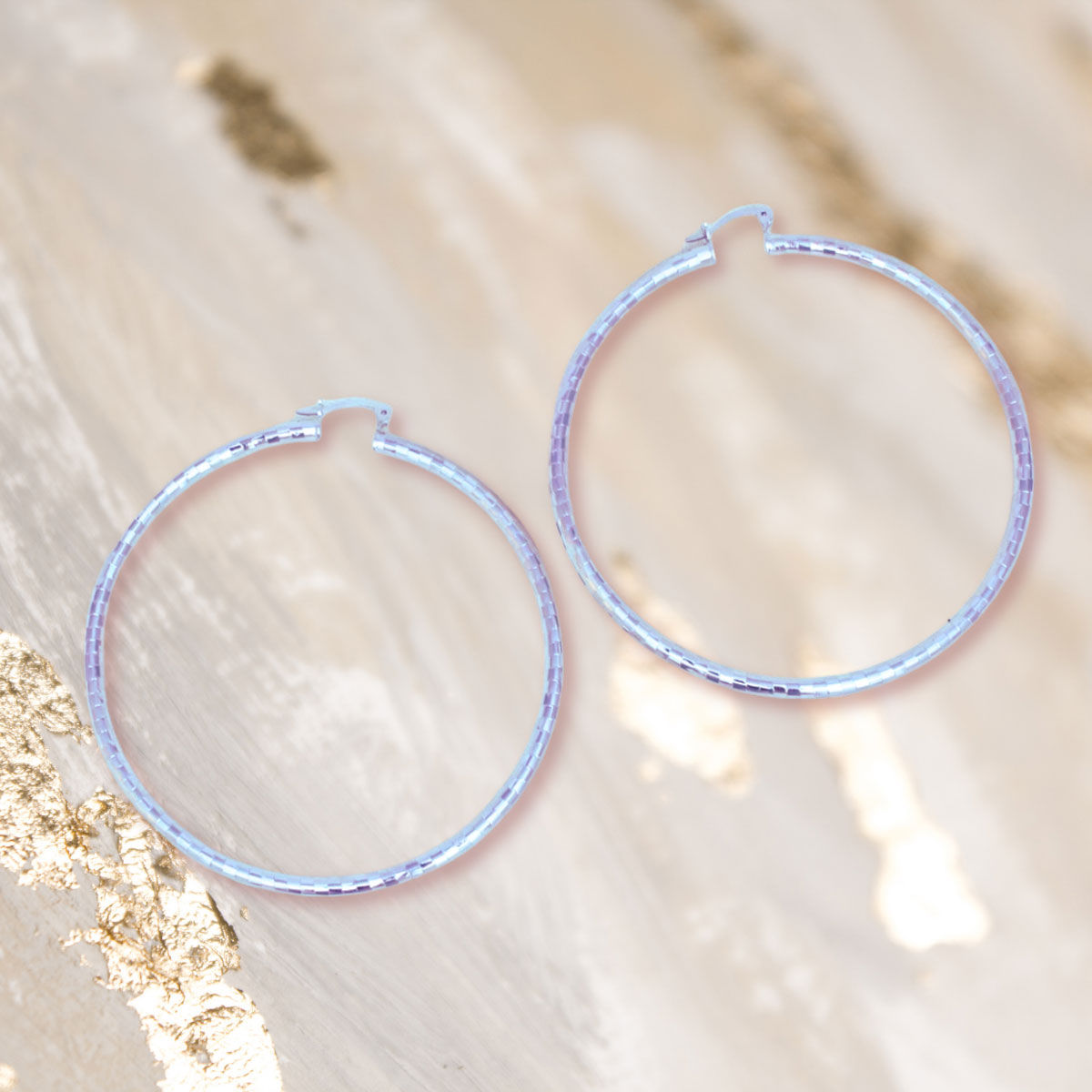 Hoop Classic 3 in Square Cut Silver Earrings Women