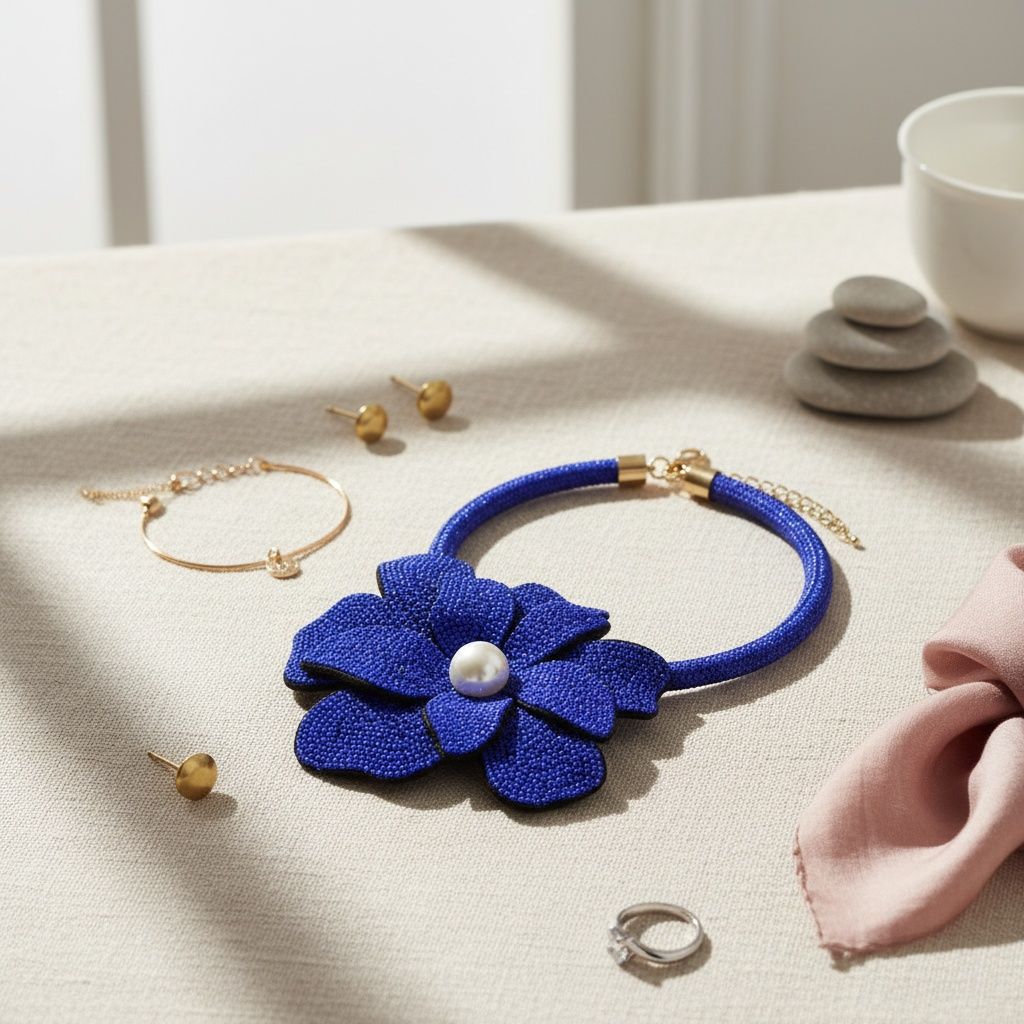 Brilliant Blue Blooming Flower Choker Necklace