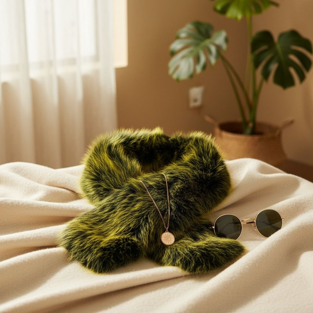Scarf Luxe Faux Fur Yellow Collar Winter Stole