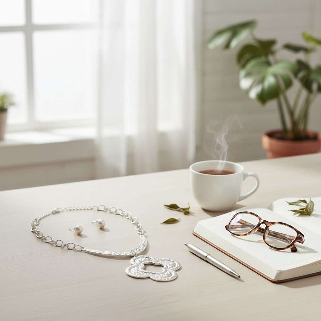 Pendant Matte Silver Hammered Quatrefoil Necklace