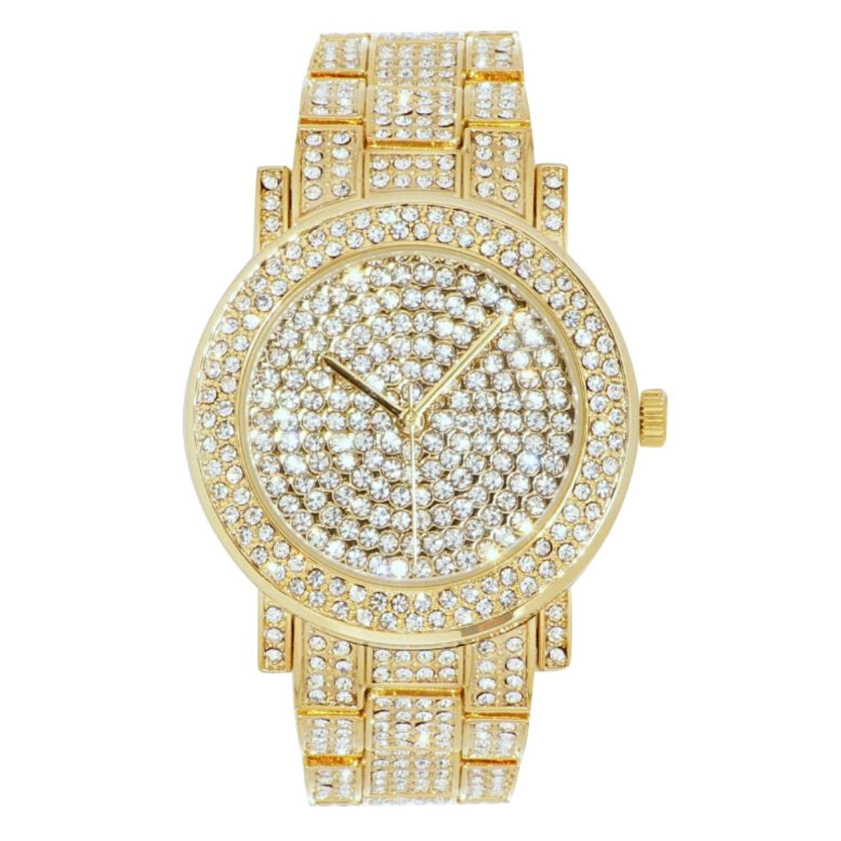 Blinged Out Gold Oyster Band Watch
