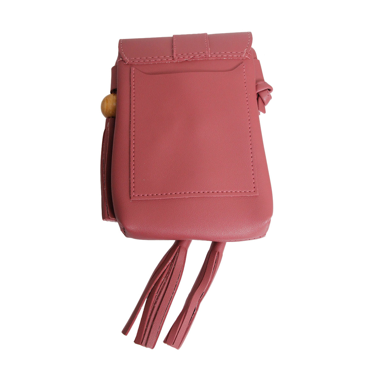 Mauve Leather Tassel Crossbody