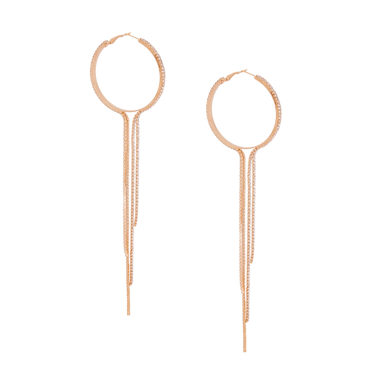 Gold Pave Shoulder Duster Hoops