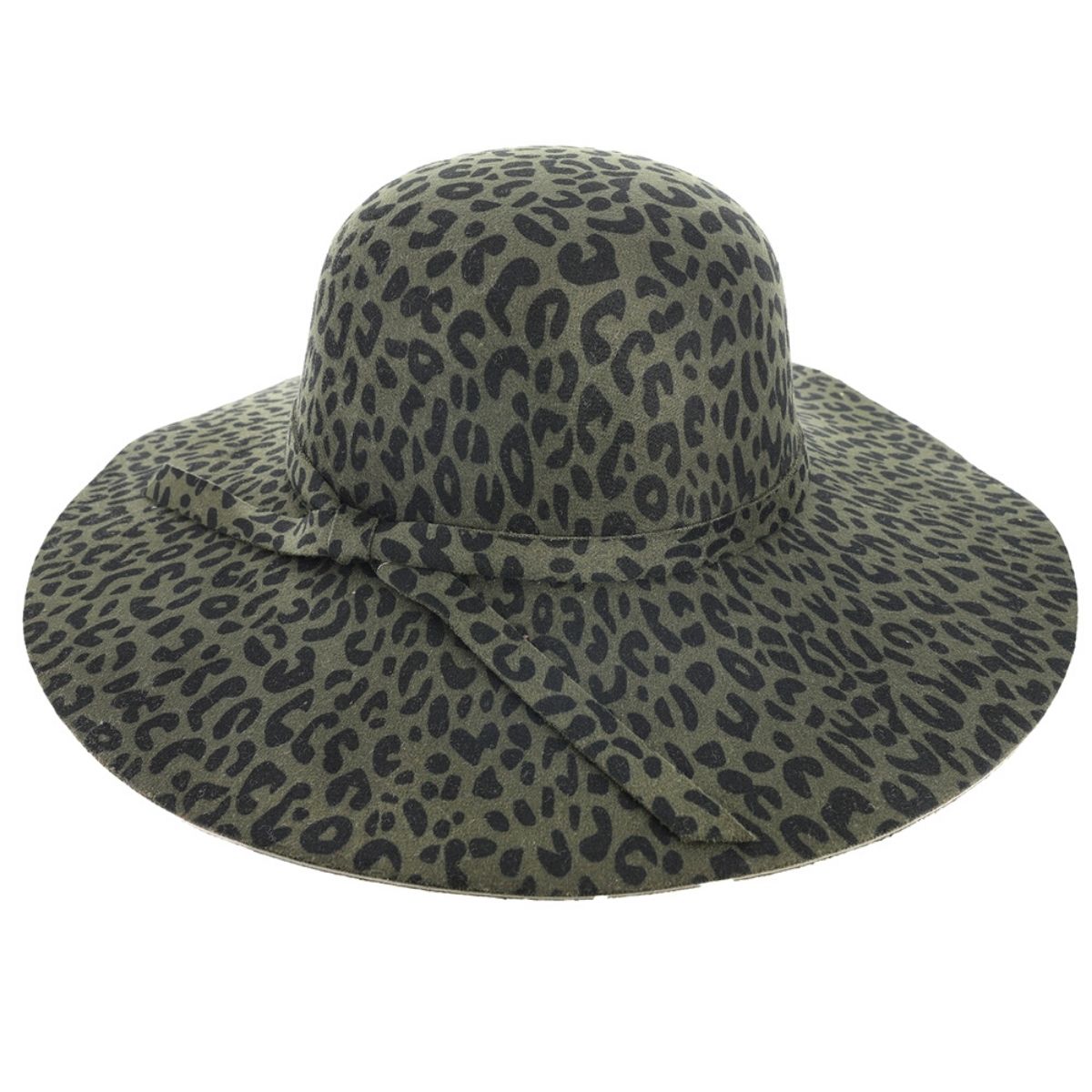 Olive Leopard Wide Brim Floppy Fedora