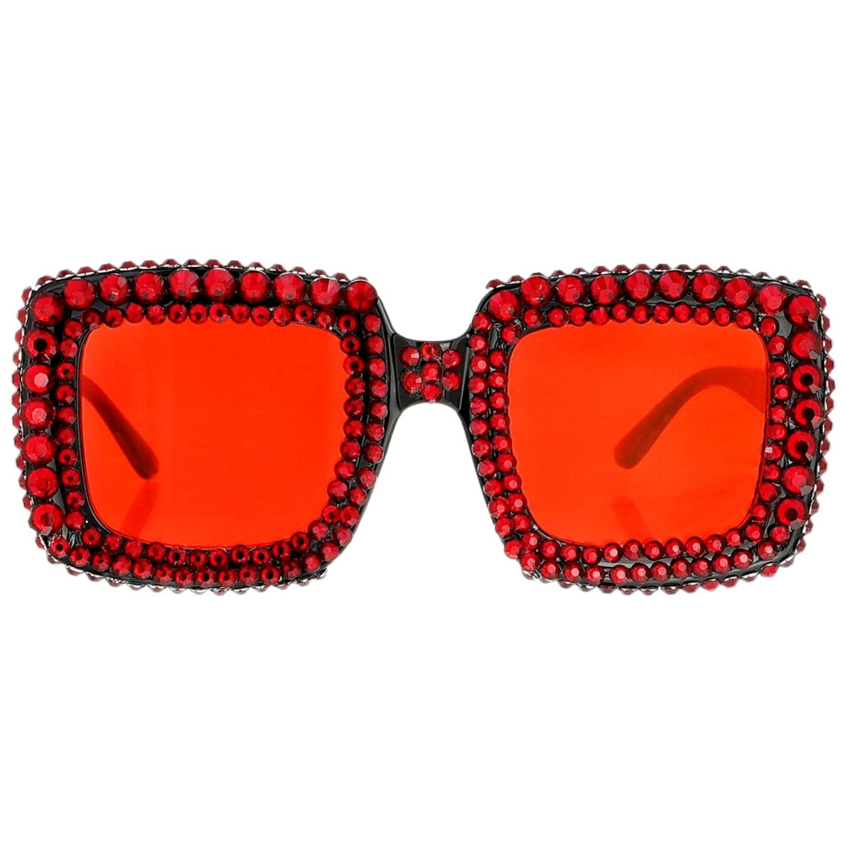 Sparkly Red Stone Square Sunglasses