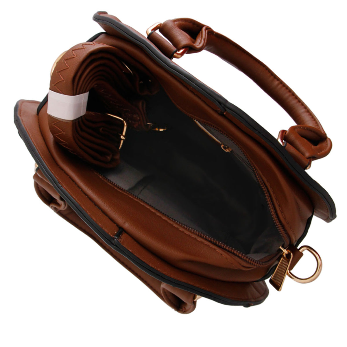 Brown Rose Rounded Handbag