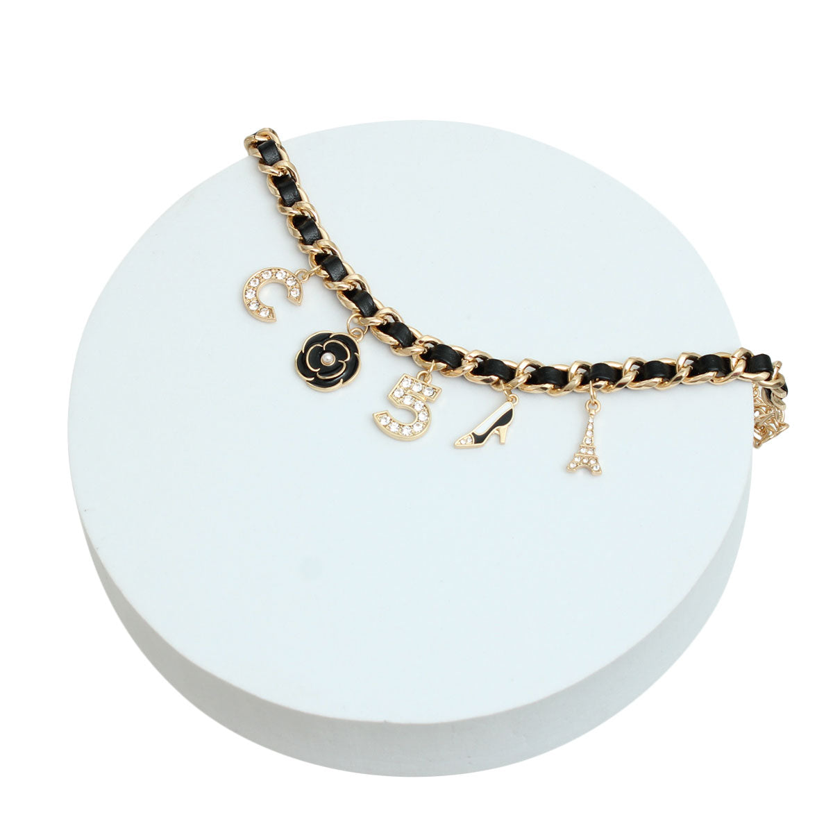 Gold and Black Designer Boutique Charm Anklet