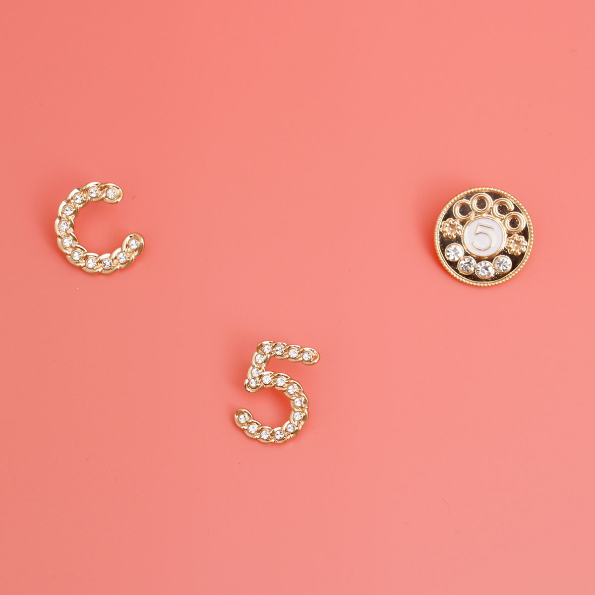 Gold White 3pcs Coco Designer Studs