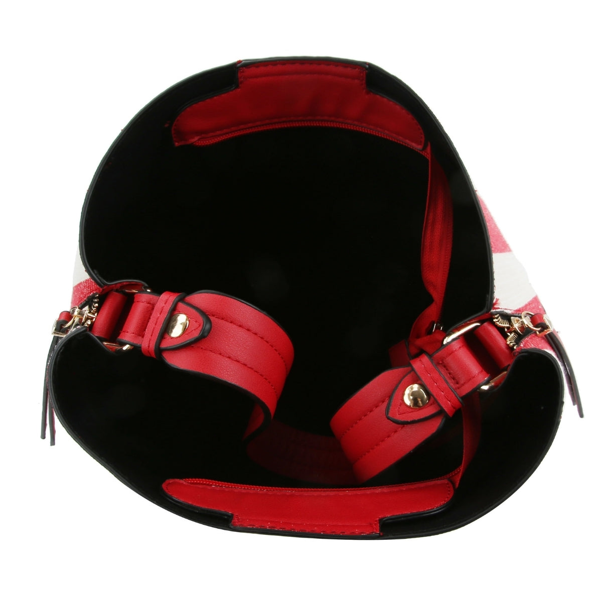 Red Denim Stripe Handbag Set