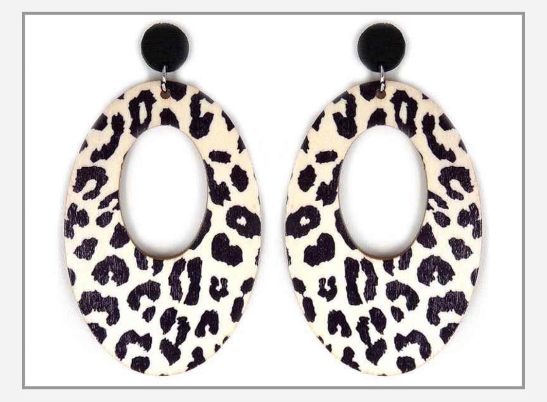 Leopard Print Hoops | Black & White