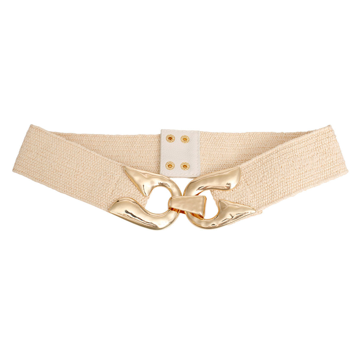 Stretch Belt Raffia Ivory Horseshoe for Women