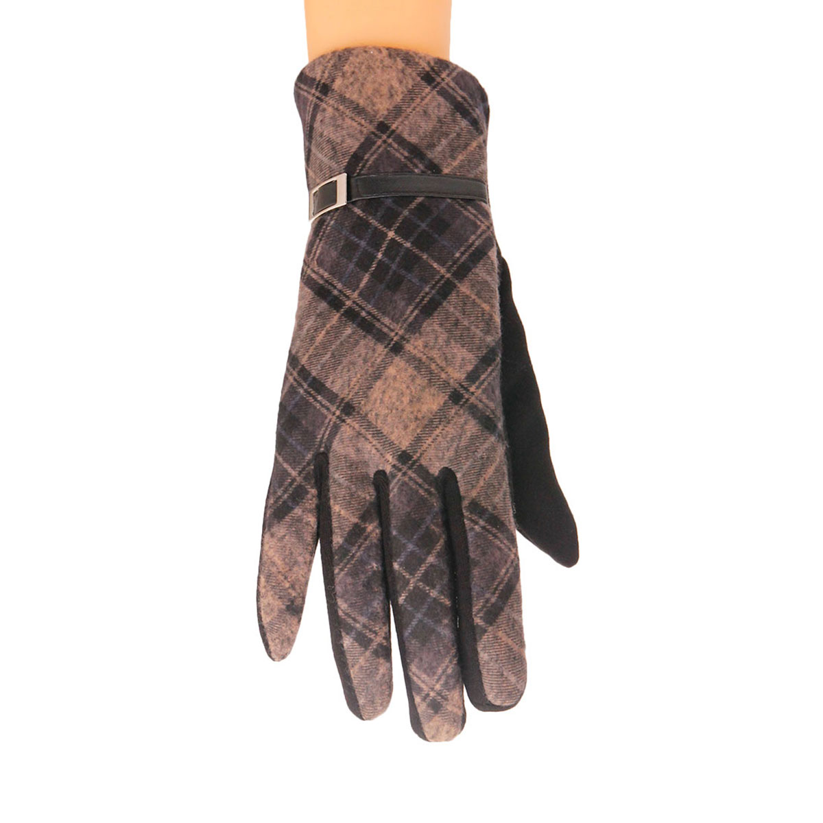 Black Plaid Touch Screen Gloves