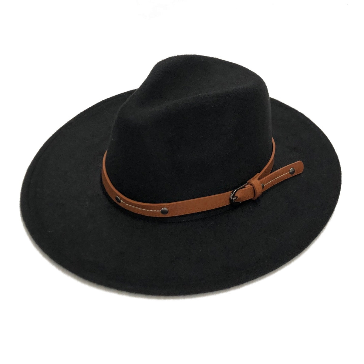 Buckle Black Wide Brim Fedora