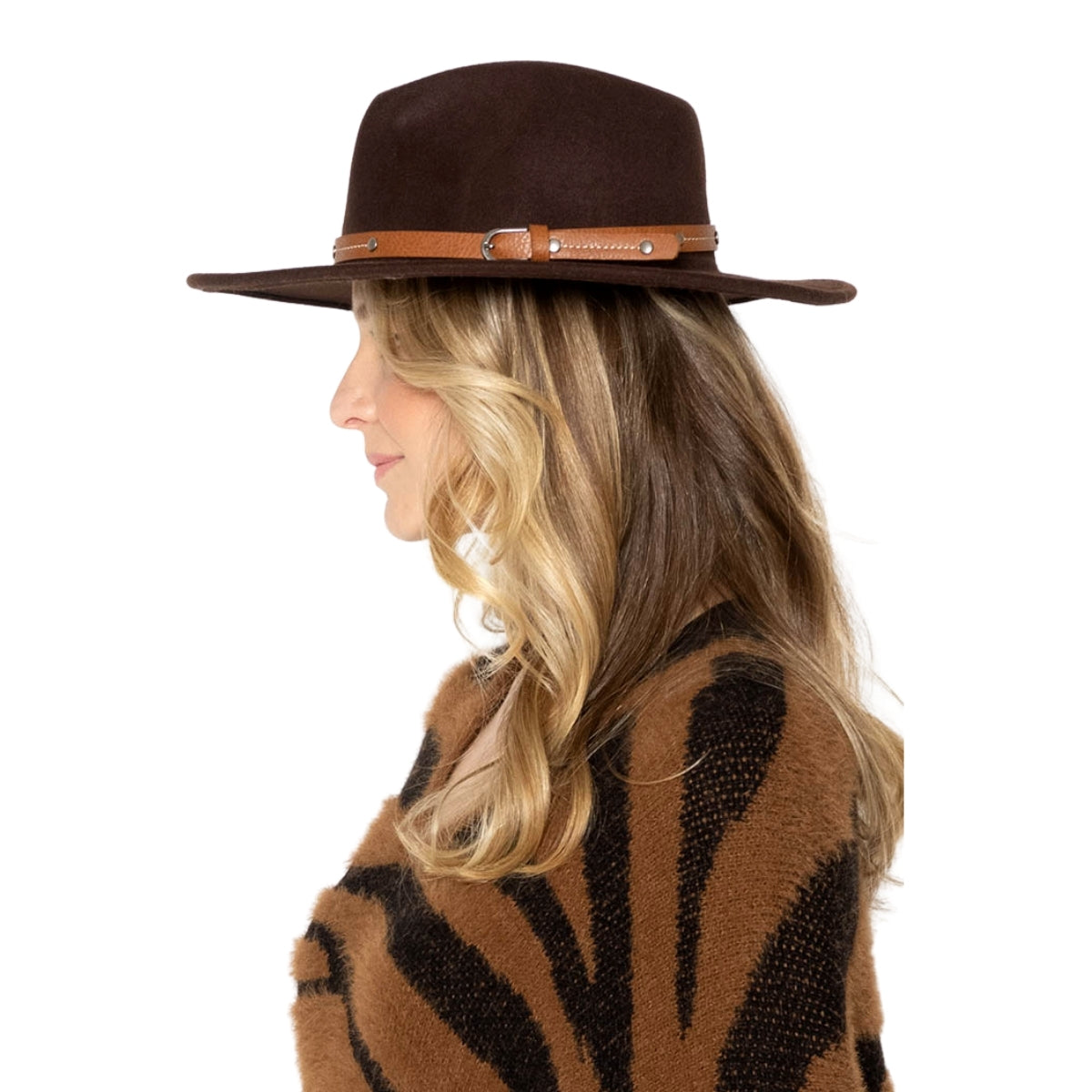Buckle Brown Wide Brim Fedora