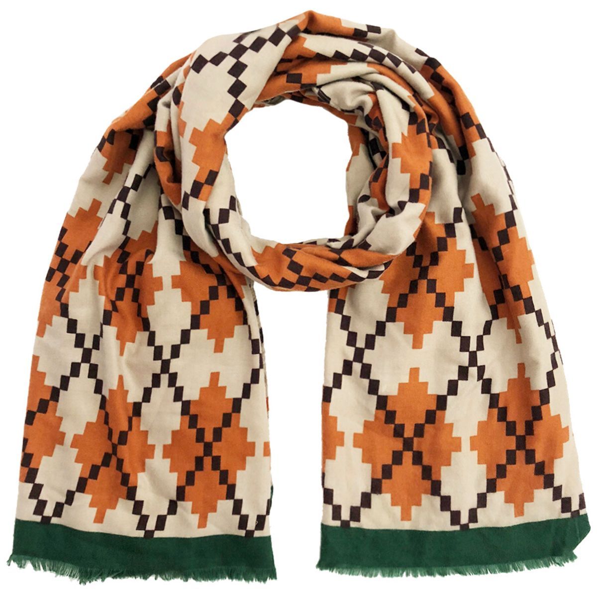 Orange Pixel Argyle Scarf