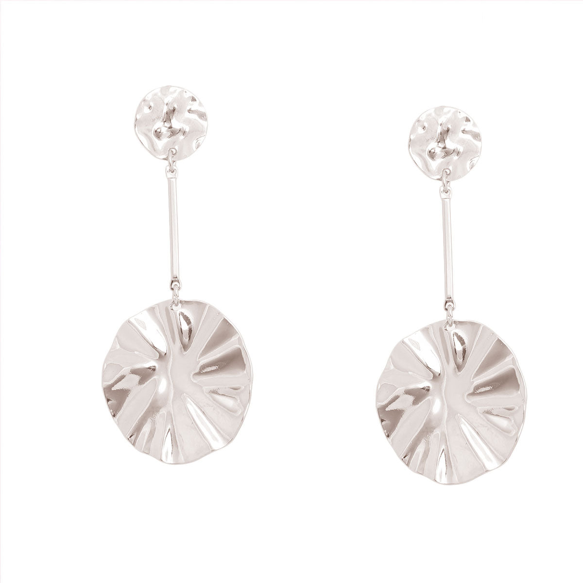 Silver Wavy Metal Circular Earrings