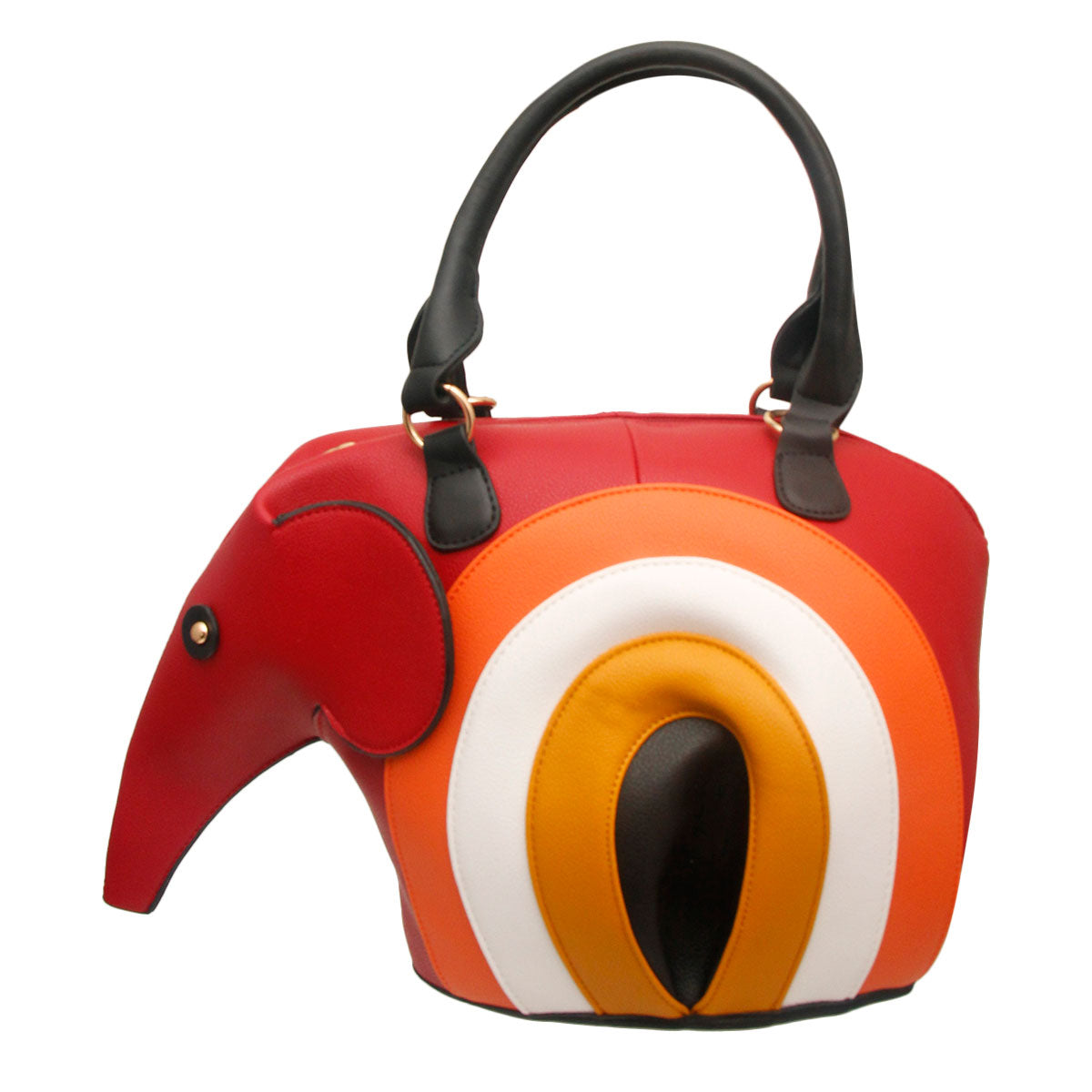 Red Leather Elephant Dome Handbag