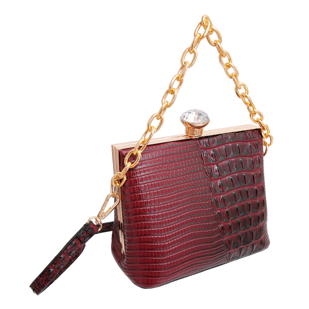 Purple Croc Frame Crossbody Bag