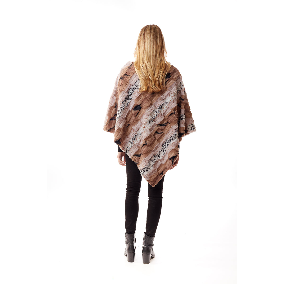 Light Pink Animal Print Fur Poncho