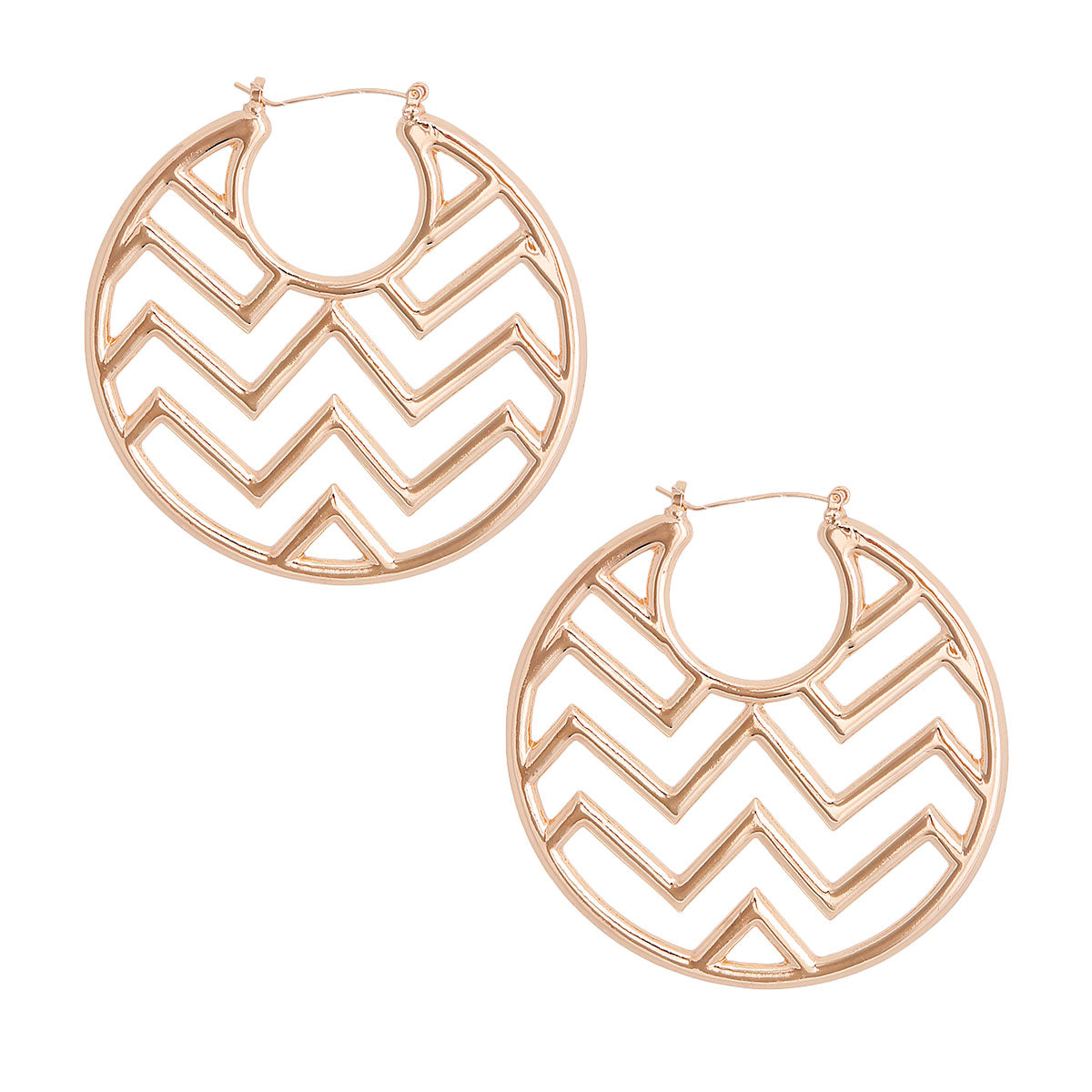 Gold Polished Open Chevron Hoops