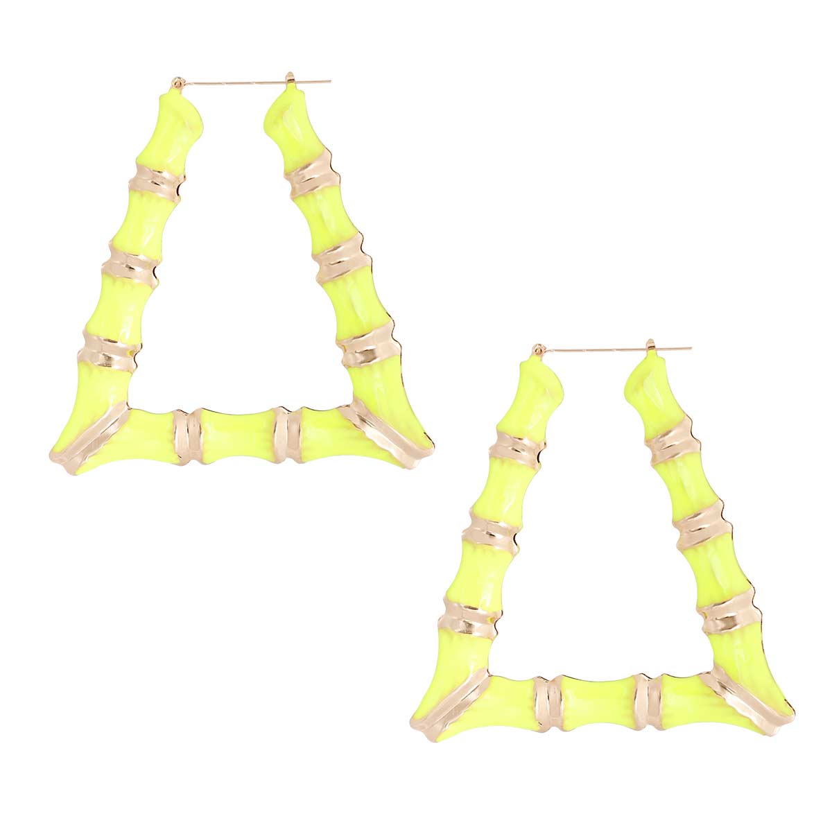 Neon Yellow Trapezoid Bamboo Hoops