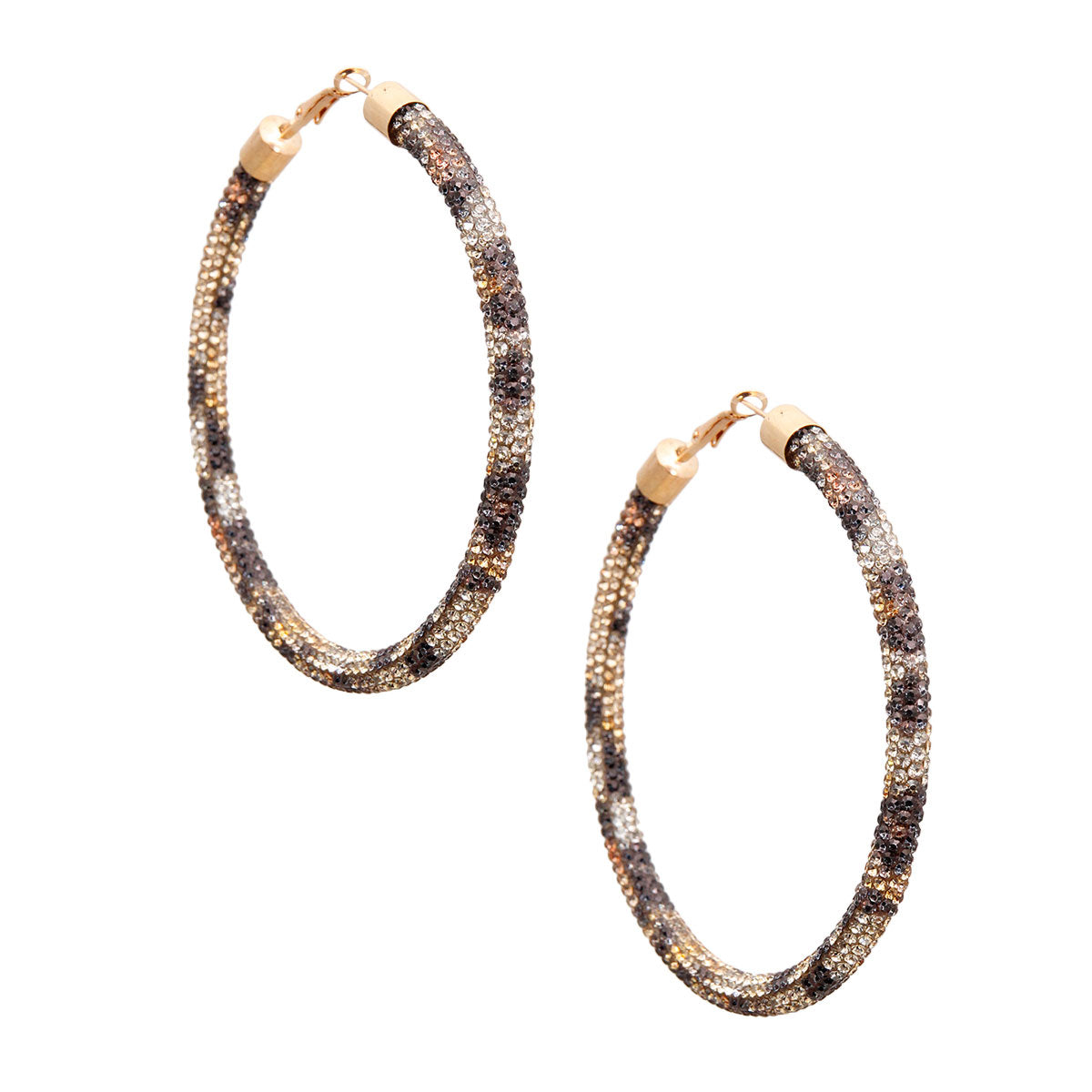 Leopard Rhinestone Tube Hoops