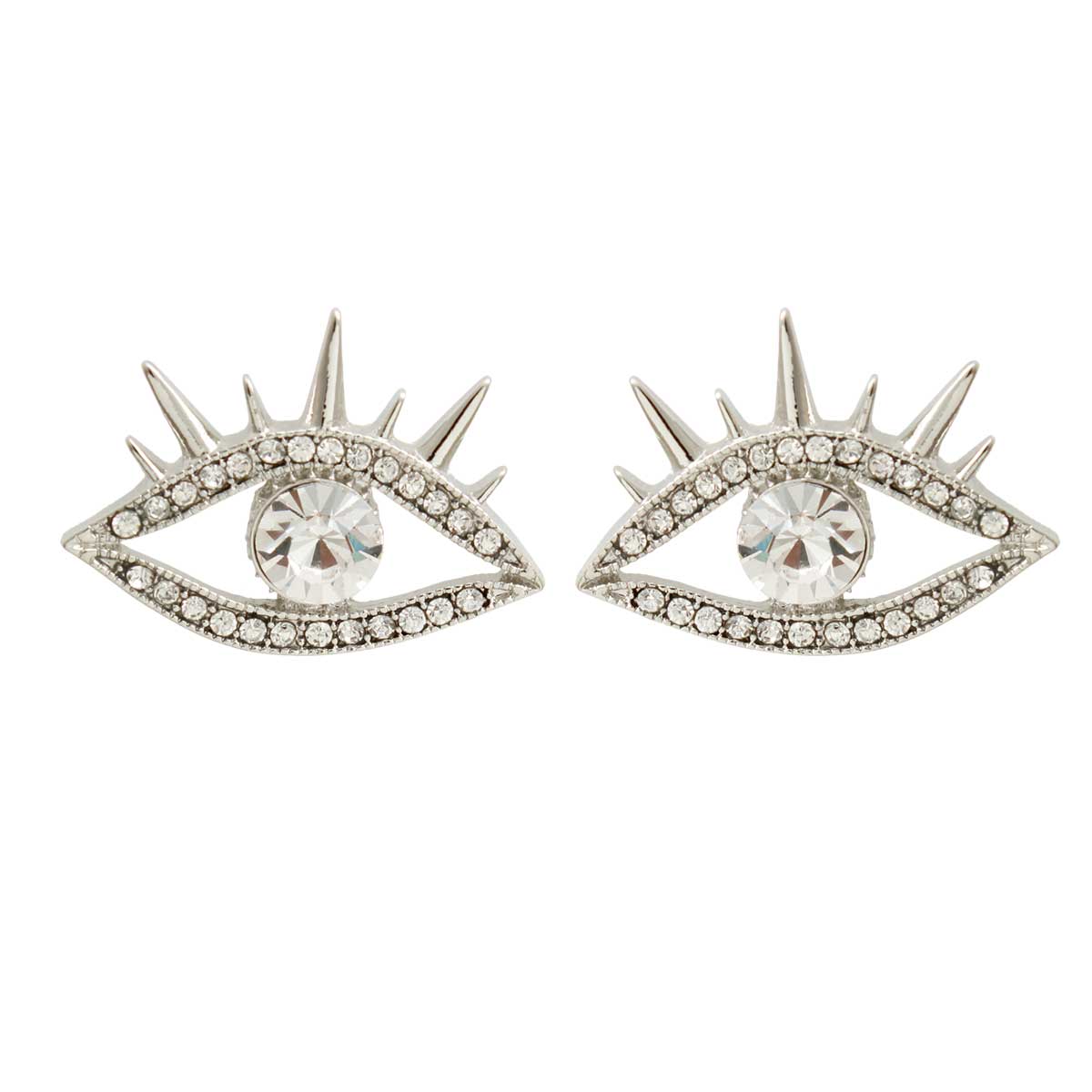 Silver Evil Eye Shaped Studs