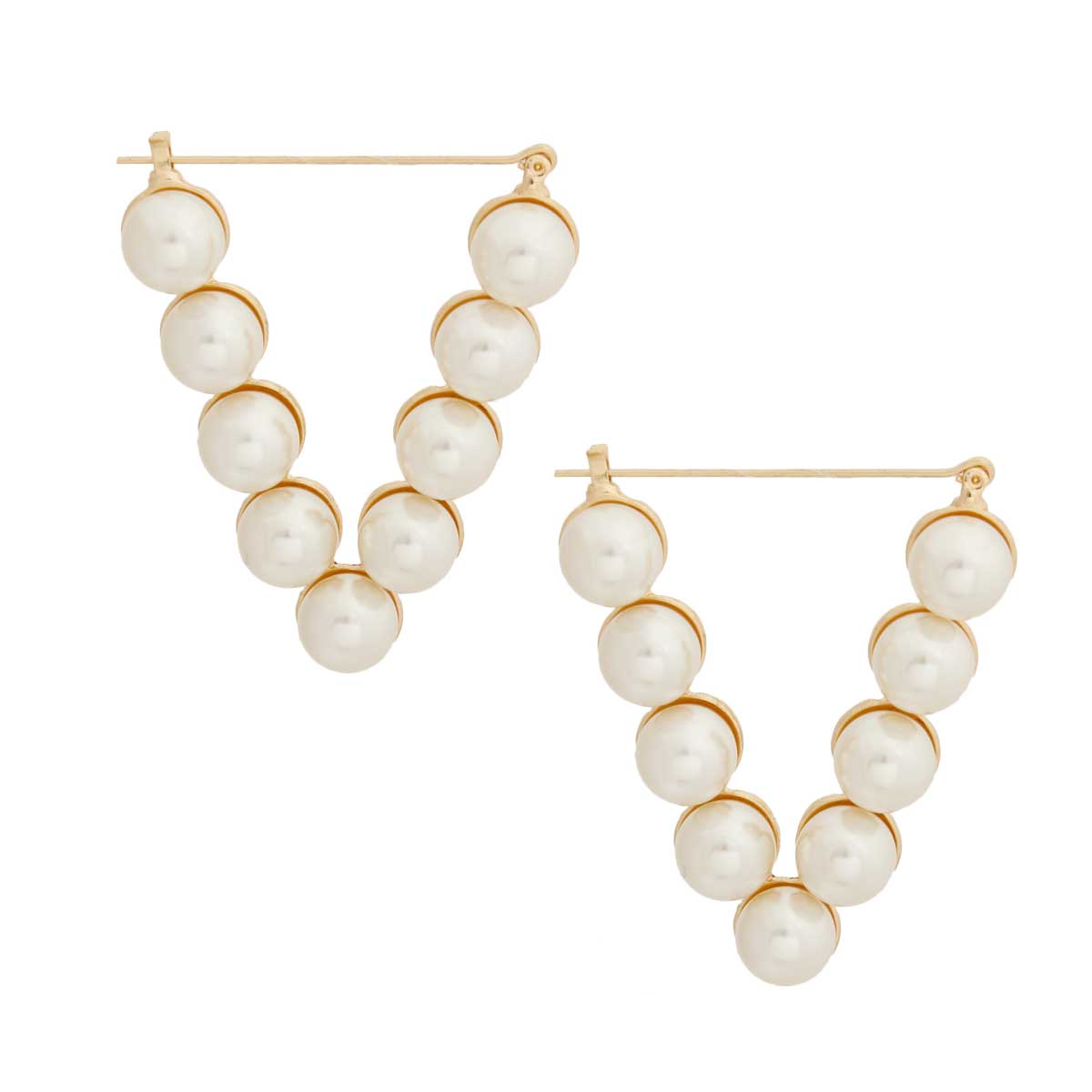 Cream Pearl Studded Triangle Hoops