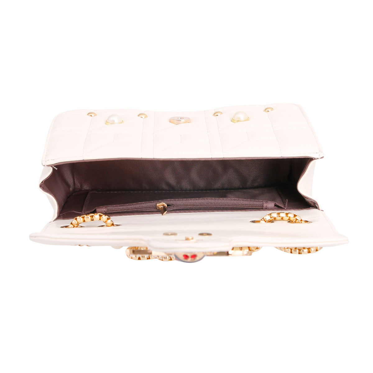 White Designer Pearl Bee Quilted Bag