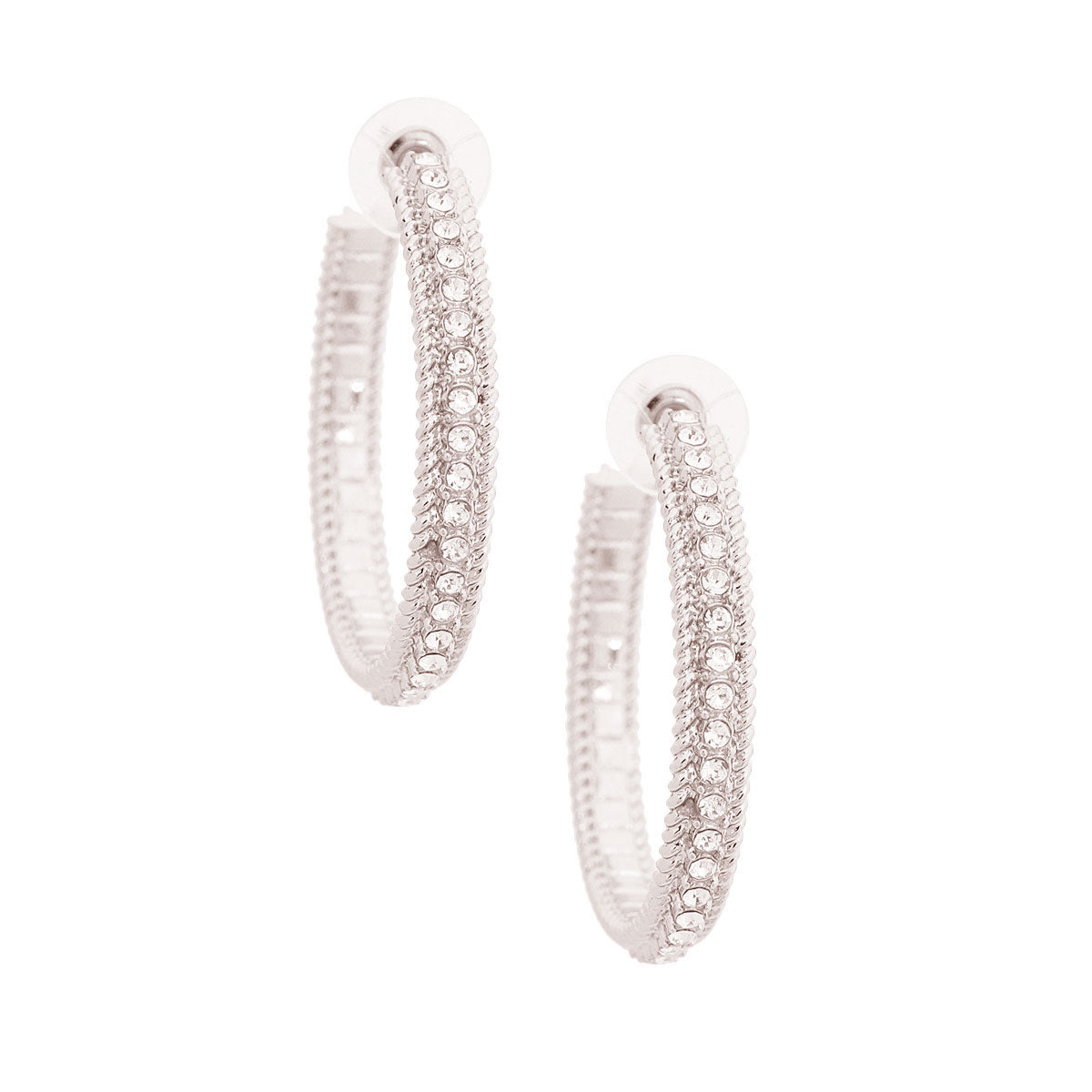 Silver Crystal Rope Hoops