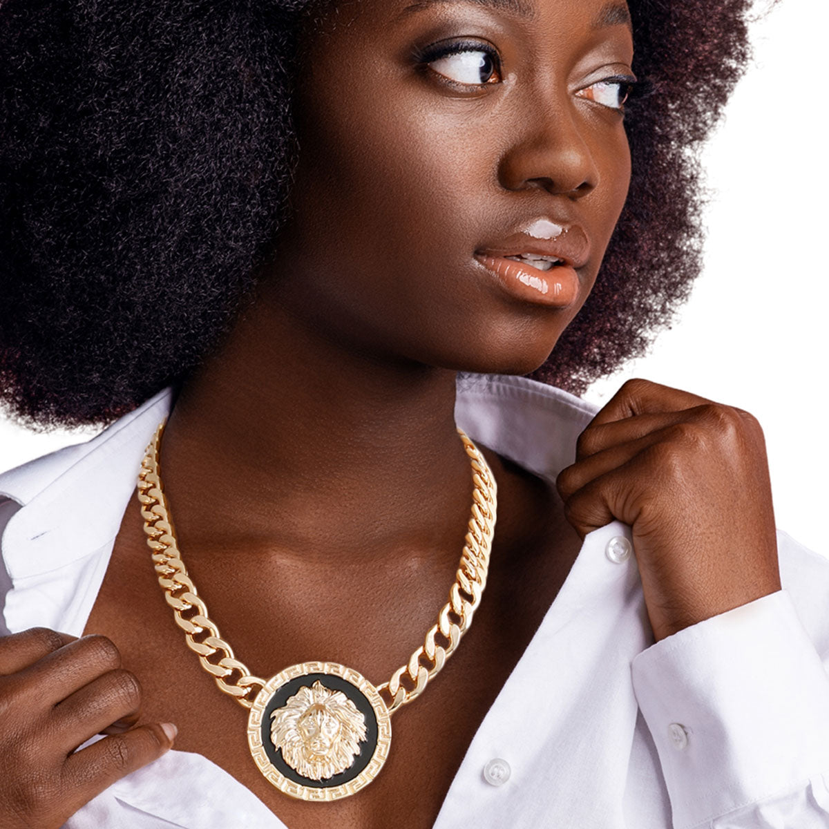 Designer Black Lion Pendant Chain