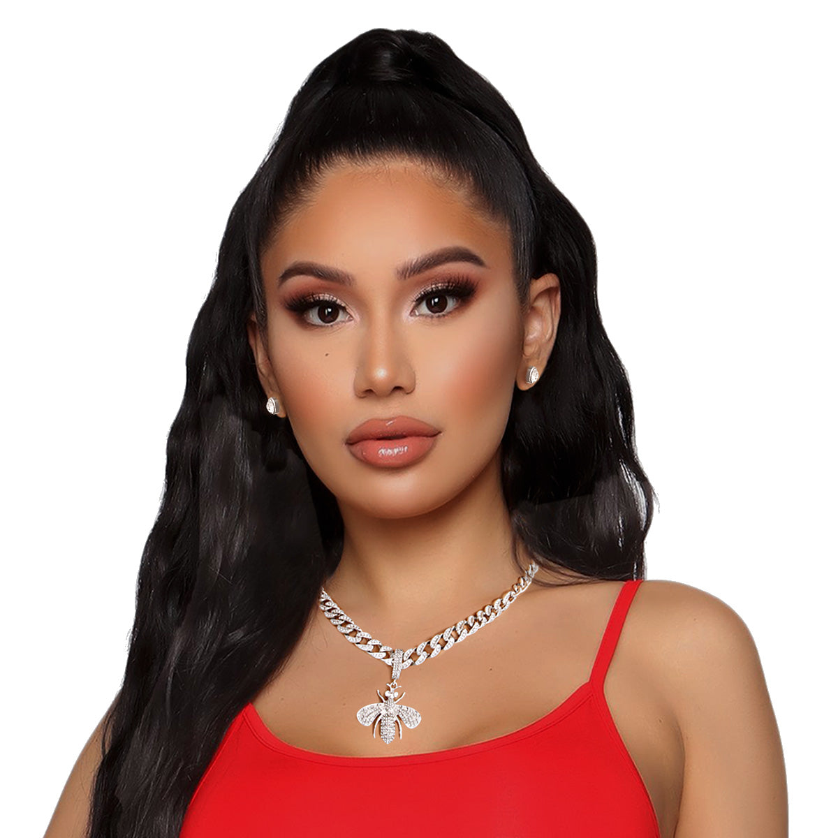 Iced Silver Bee Cuban Chain Set