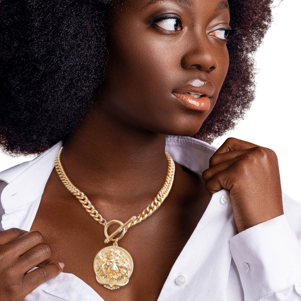 Gold Toggle Chain with Designer Lion