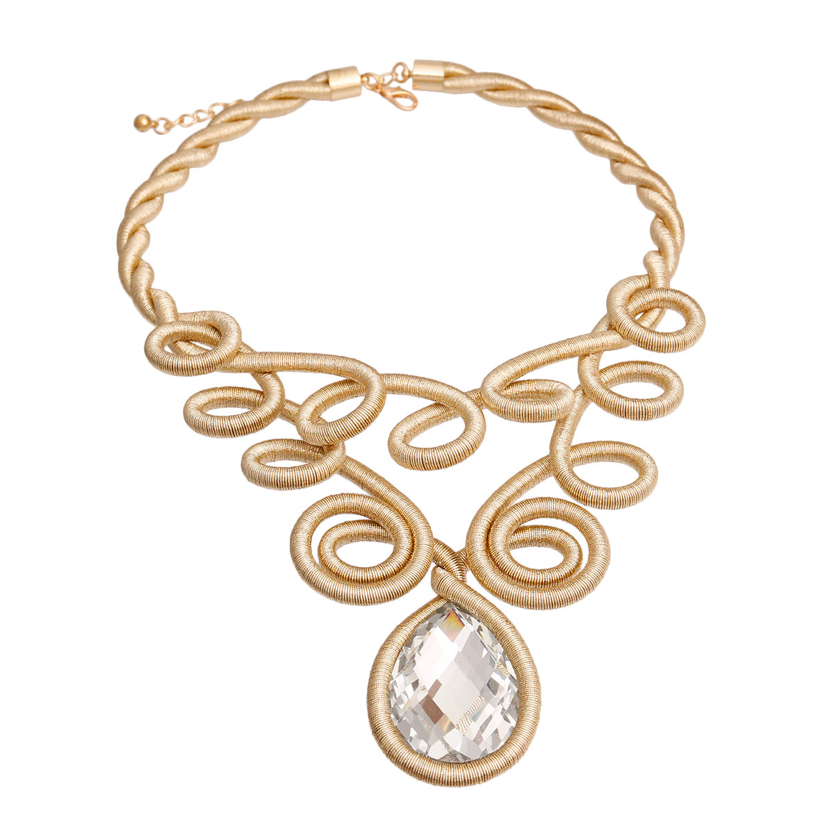 Gold Metallic Cord Spiral Teardrop Bib