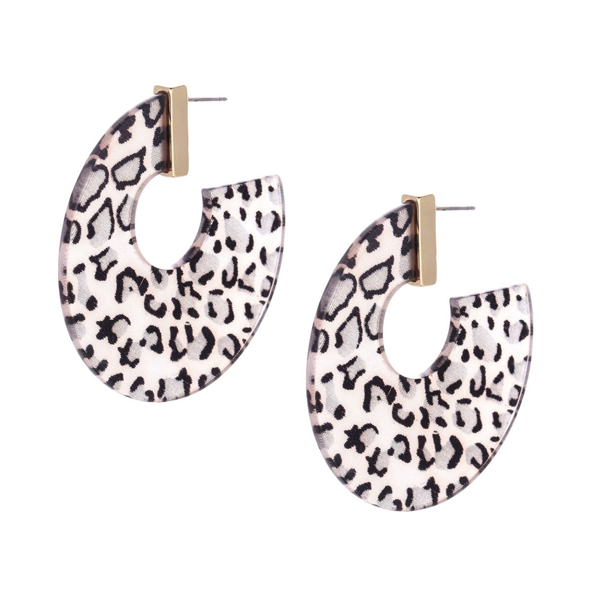 Gray Leopard Acrylic Hoops