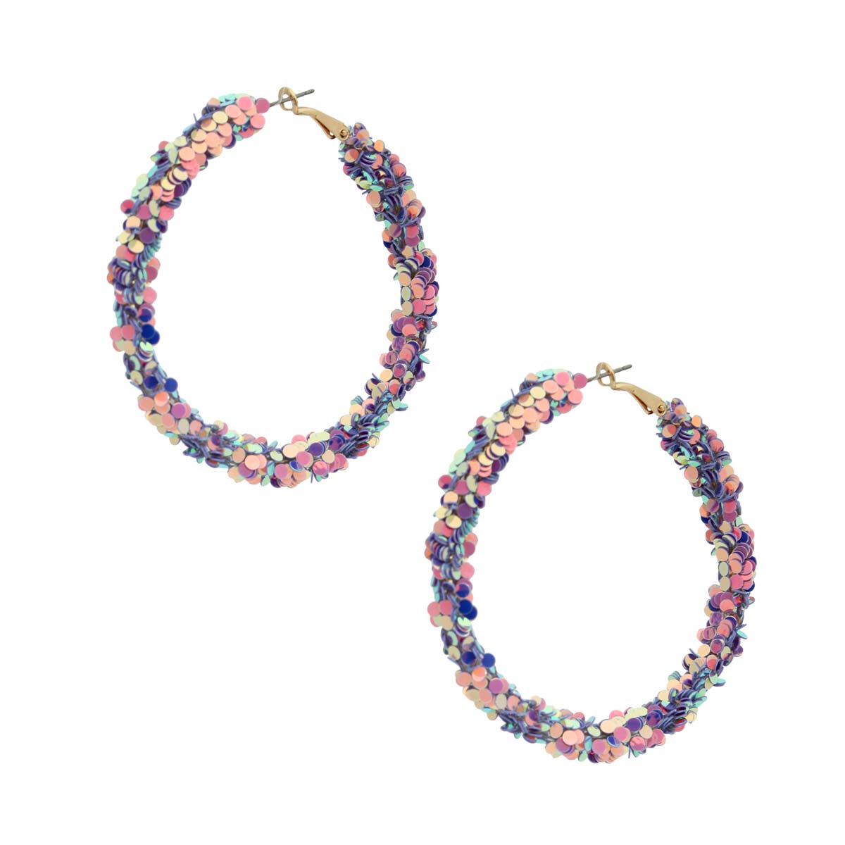 Purple Glitter 65mm Hoops