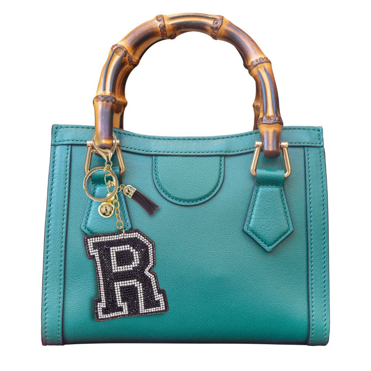 R Black Keychain Bag Charm