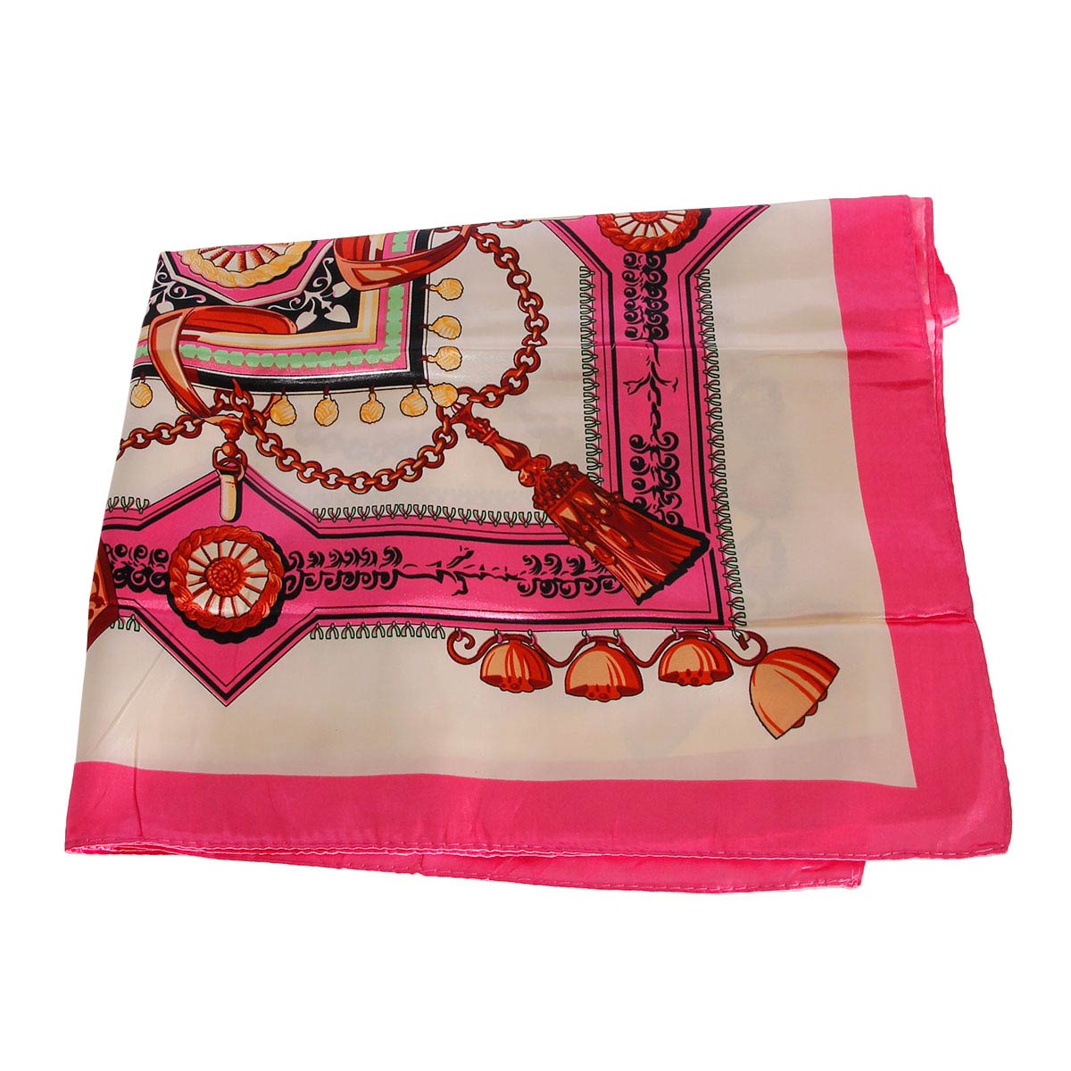 Pink Designer Silky Babushka Scarf