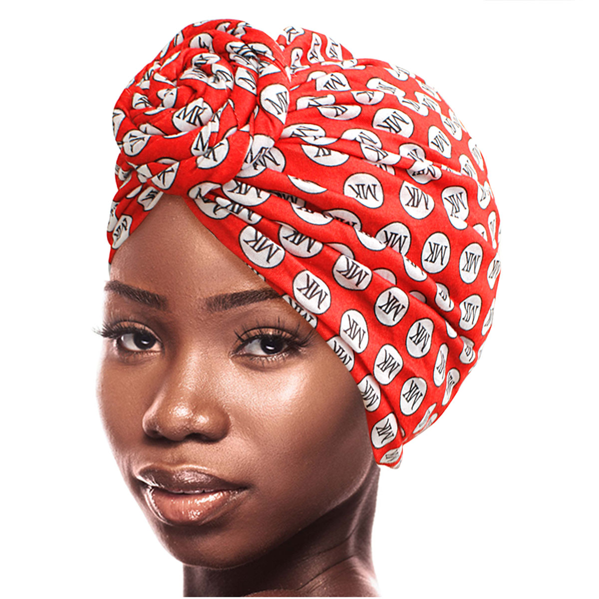 Red MK Circle Twist Knot Turban