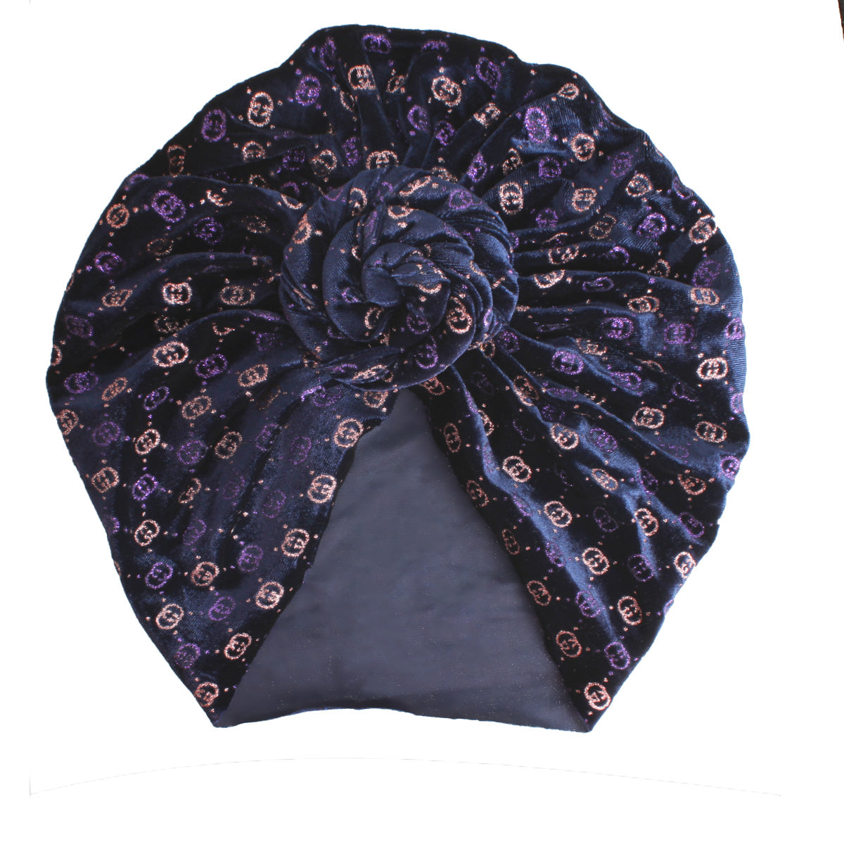 Navy Velvet Designer Twist Turban