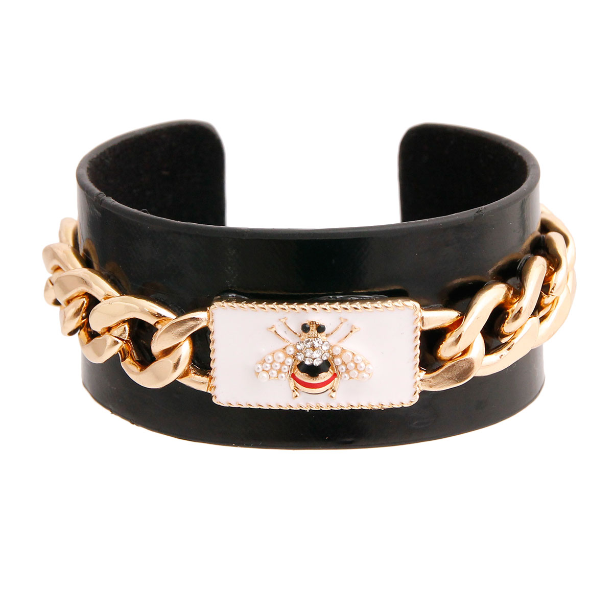 Black Designer Bee Chain Cuff