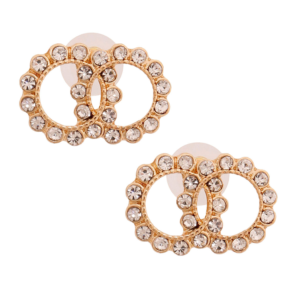 Gold Rhinestone Designer Logo Studs