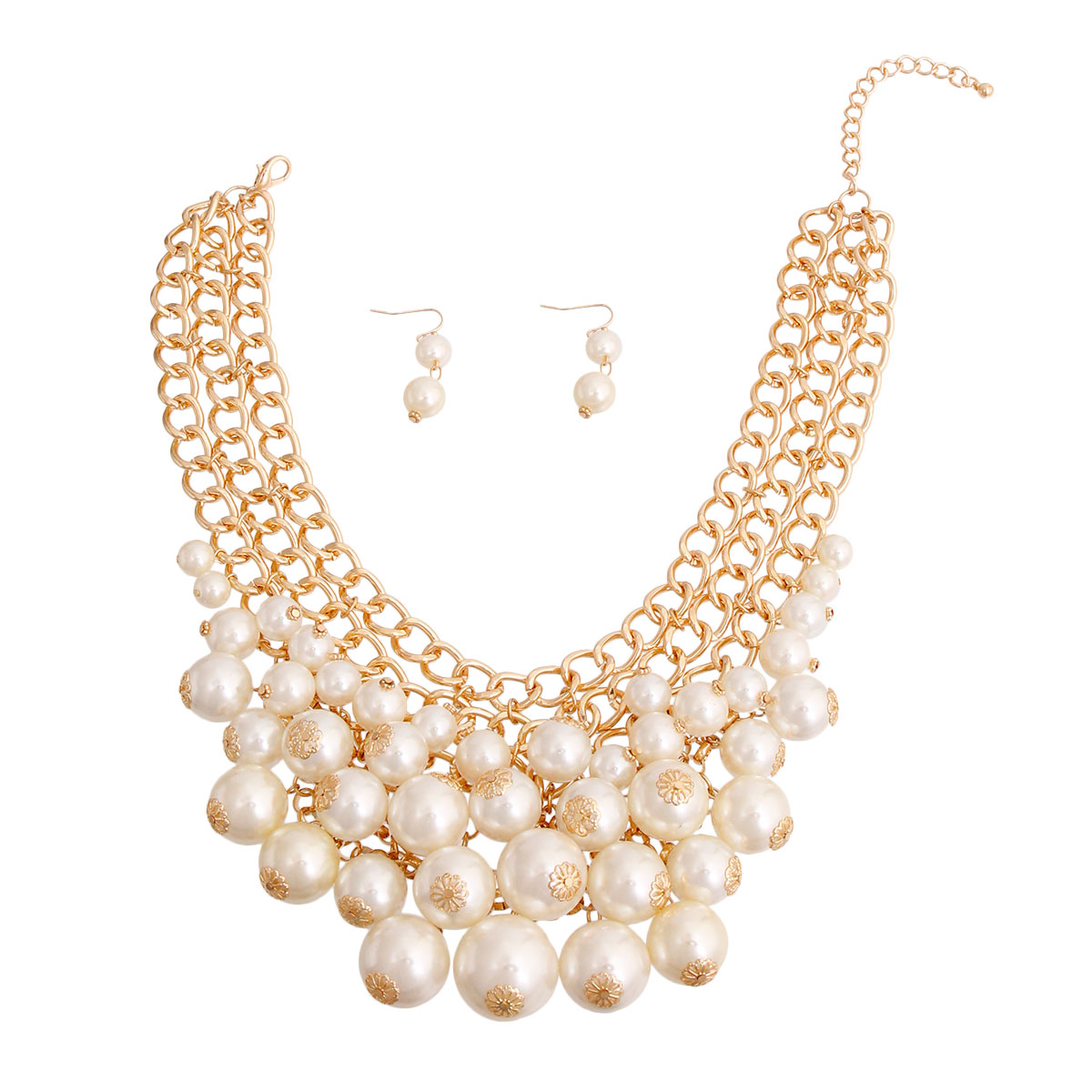 Gold and Cream Pearl Chainmail Choker